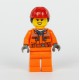 Stavební pracovník s červenou helmou s dlouhými vlasy, Minifigurka pro LEGO City