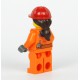 Stavební pracovník s červenou helmou s dlouhými vlasy, Minifigurka pro LEGO City