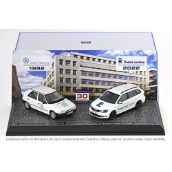 Diorama 30. výročí Českého rozhlasu: Škoda Felicia a Fabia III Combi – Abrex/iScale/Model DEPO 1:43, LIMITOVANÁ EDICE 30 ks