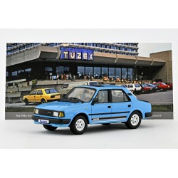 1985 ŠKODA 120 L − modrá, bílé doplňky − Export / Tuzex − Abrex/Model DEPO 1:43